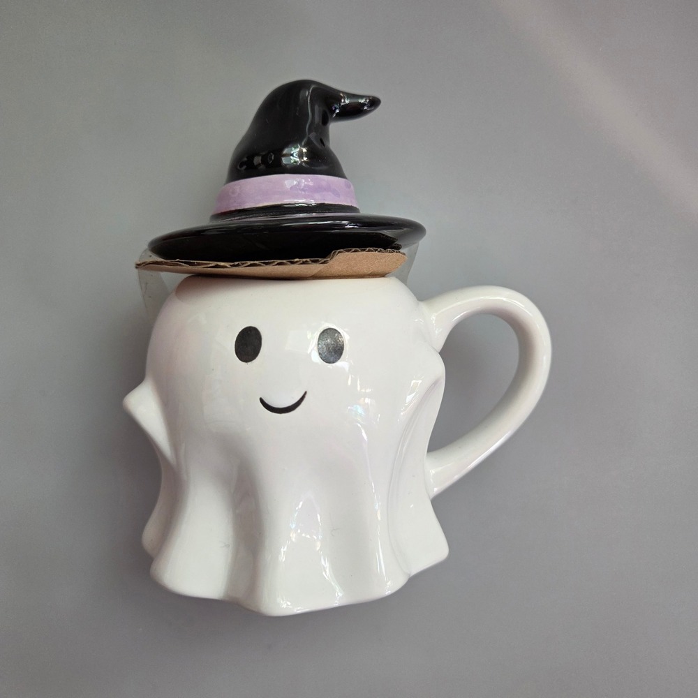 Hyde and Eek Boutique Halloween Ghost Mug with Witch Hat Lid Stoneware Target